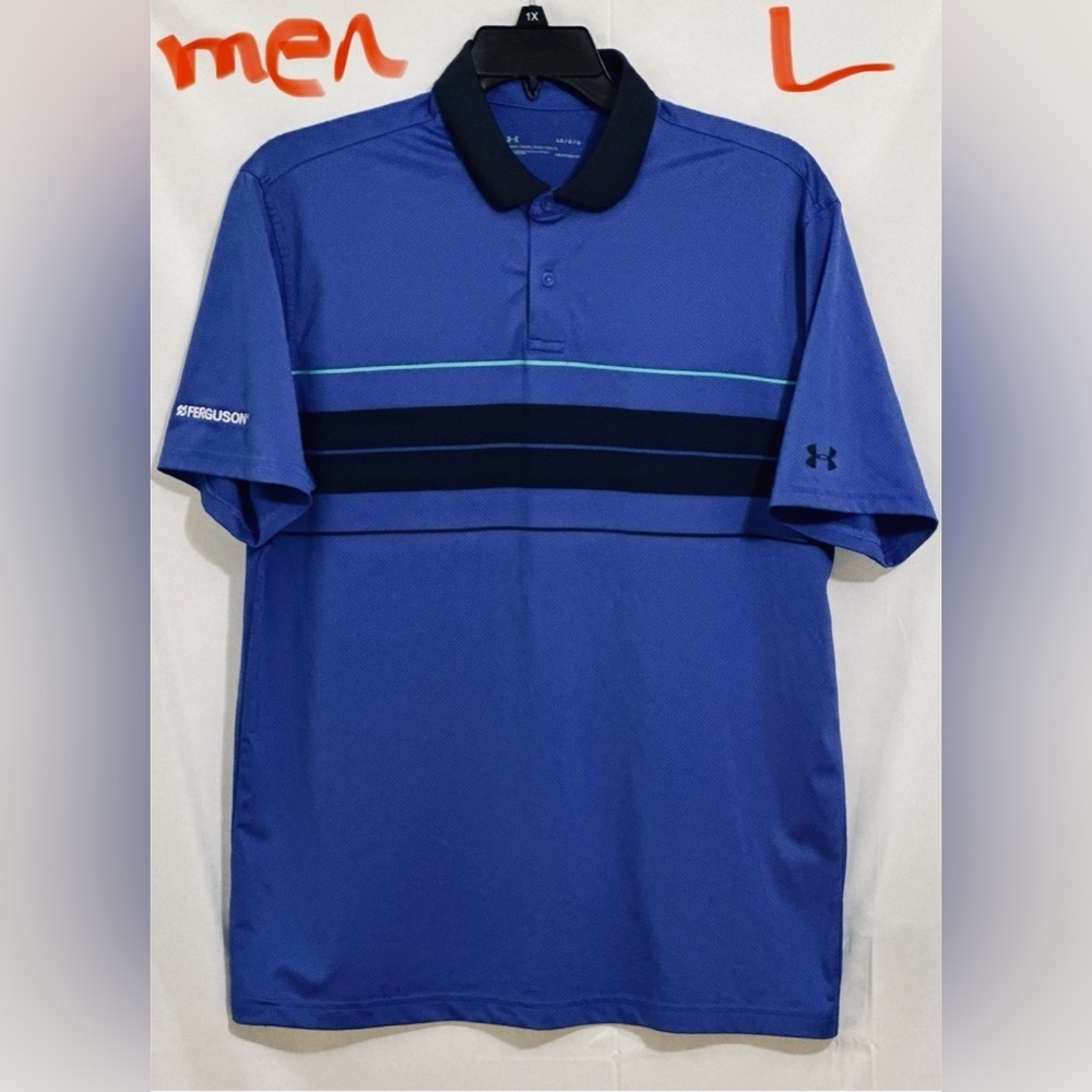 MENS BLUE & BLACK STRIPED GOLF ⛳️ SHIRT